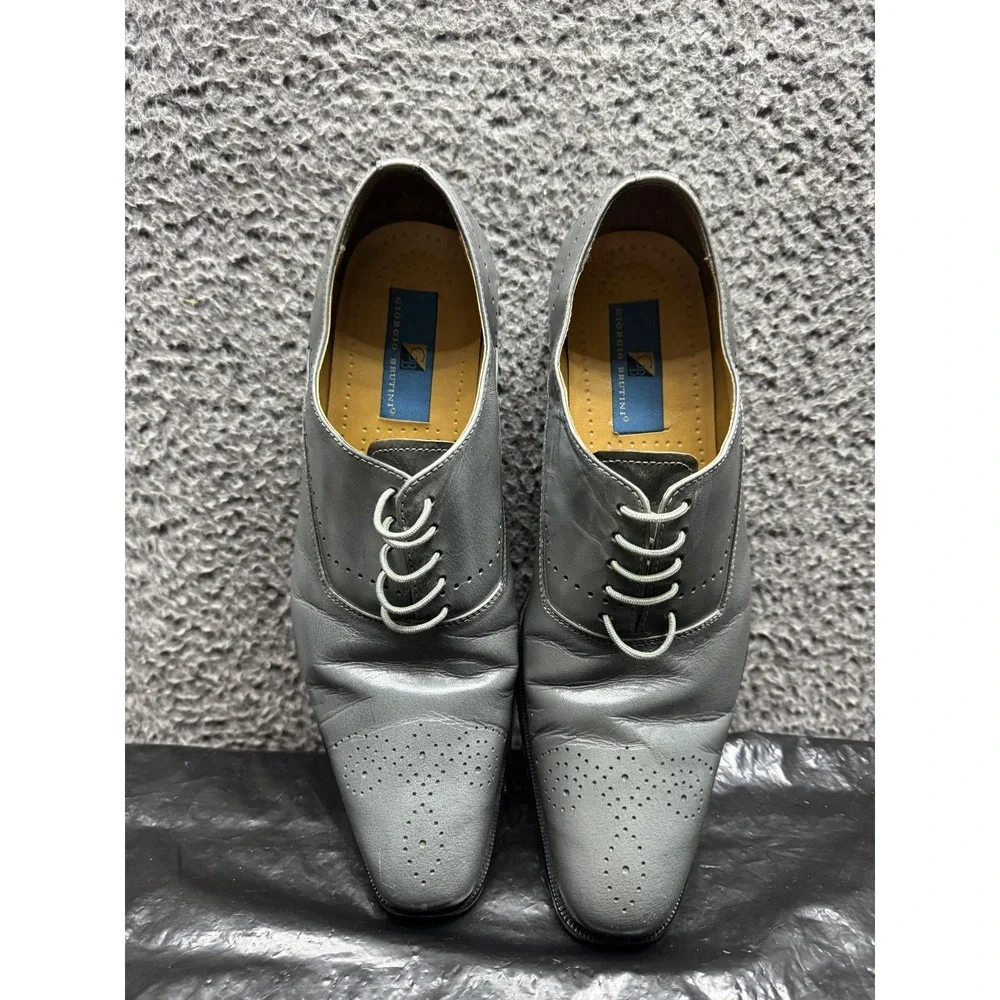 Giorgio Brutini Almond Toe Lace-Up Low Top‎ Oxford Shoes Gray Mens Size 11 US